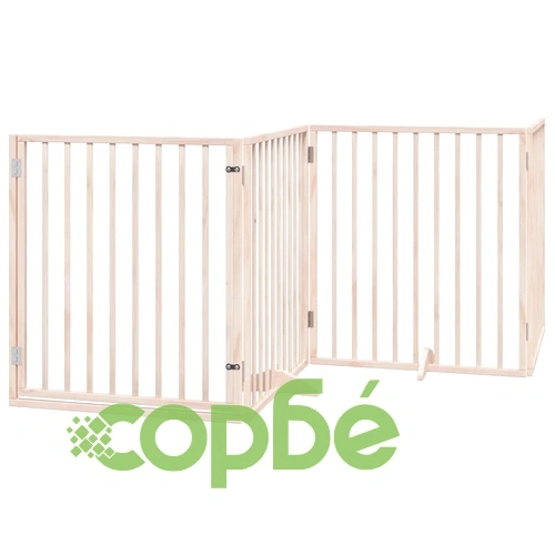 Сгъваема преграда за кучета с врата 10 панела 800 см топола ➤ топ цена ➤ sorbe.bg