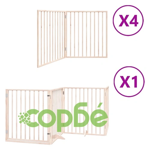 Сгъваема преграда за кучета с врата 12 панела 960 см топола ➤ топ цена ➤ sorbe.bg