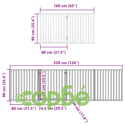 Сгъваема преграда за кучета с врата 12 панела 960 см топола ➤ топ цена ➤ sorbe.bg