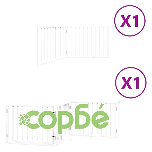 Сгъваема преграда за кучета с врата 6 панела бял 480 см топола ➤ топ цена ➤ sorbe.bg