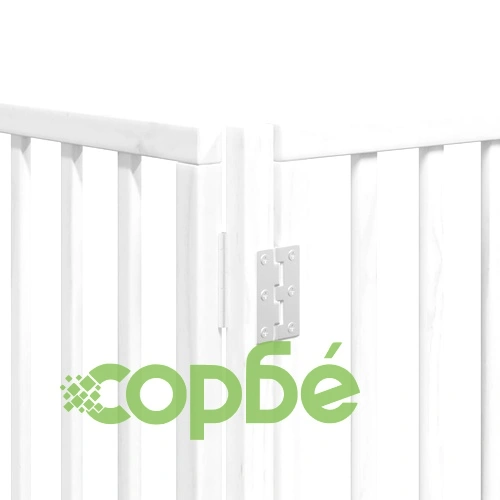 Сгъваема преграда за кучета с врата 6 панела бял 480 см топола ➤ топ цена ➤ sorbe.bg