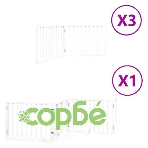 Сгъваема преграда за кучета с врата 10 панела бял 800 см топола ➤ топ цена ➤ sorbe.bg