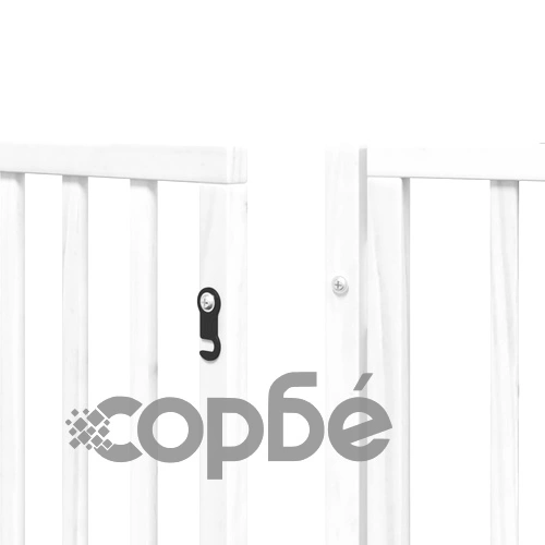 Сгъваема преграда за кучета с врата 10 панела бял 800 см топола ➤ топ цена ➤ sorbe.bg