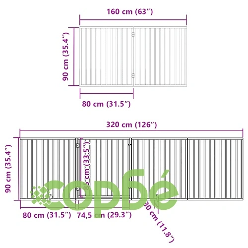 Сгъваема преграда за кучета с врата 8 панела бял 640 см топола ➤ топ цена ➤ sorbe.bg