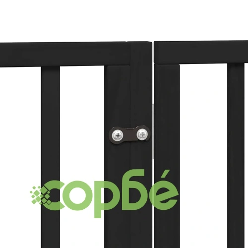 Сгъваема преграда за куче с врата 6 панела черна 480 см топола ➤ топ цена ➤ sorbe.bg