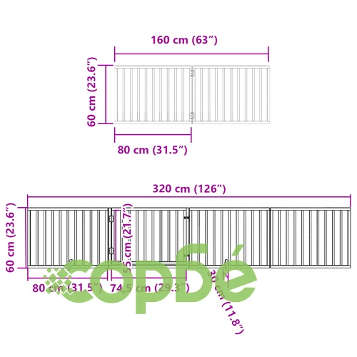 Сгъваема преграда за куче с врата 6 панела черна 480 см топола ➤ топ цена ➤ sorbe.bg