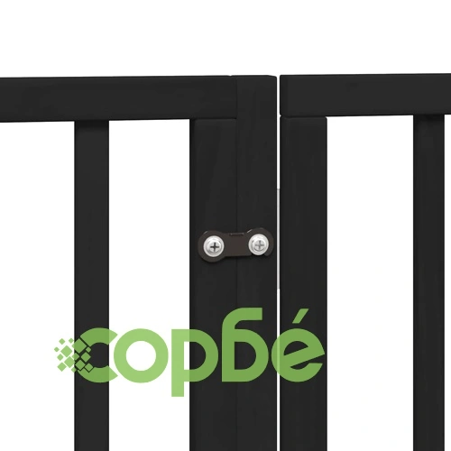 Сгъваема преграда за куче с врата 12 панела черна 960 см топола ➤ топ цена ➤ sorbe.bg