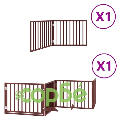 Сгъваема преграда за куче с врата 6 панела кафява 480 см топола ➤ топ цена ➤ sorbe.bg