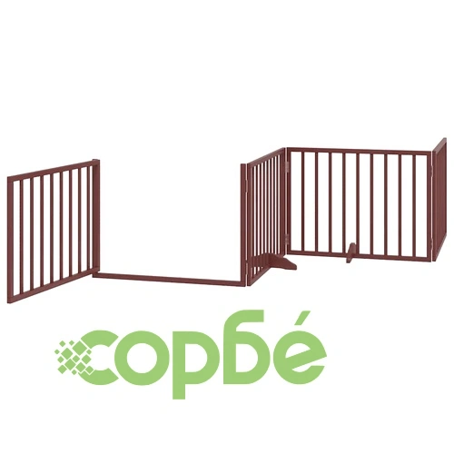 Сгъваема преграда за куче с врата 12 панела кафяв 960 см топола ➤ топ цена ➤ sorbe.bg