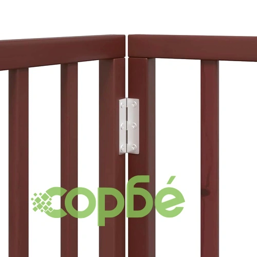 Сгъваема преграда за куче с врата 6 панела кафява 480 см топола ➤ топ цена ➤ sorbe.bg