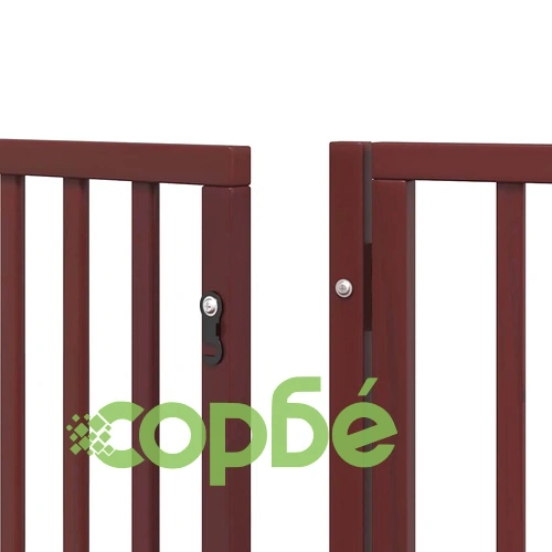 Сгъваема преграда за куче с врата 8 панела кафява 640 см топола ➤ топ цена ➤ sorbe.bg