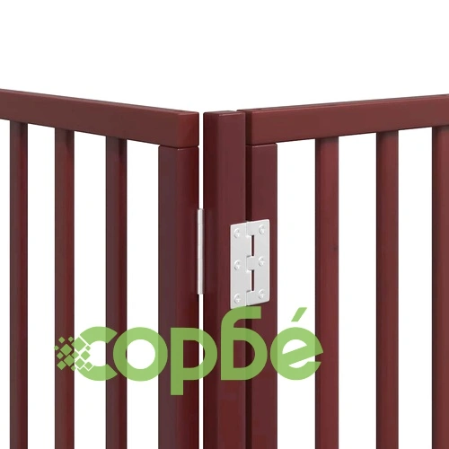 Сгъваема преграда за куче с врата 10 панела кафяв 800 см топола ➤ топ цена ➤ sorbe.bg