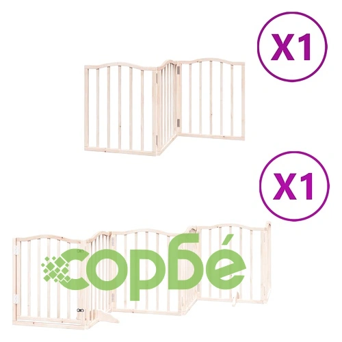 Сгъваема преграда за кучета с врата 9 панела 450 см топола ➤ топ цена ➤ sorbe.bg