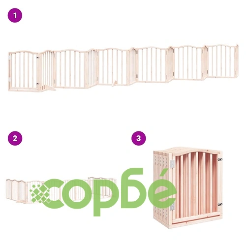 Сгъваема преграда за кучета с врата 12 панела 600 см топола ➤ топ цена ➤ sorbe.bg