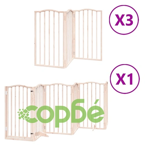 Сгъваема преграда за кучета с врата 15 панела 750 см топола ➤ топ цена ➤ sorbe.bg