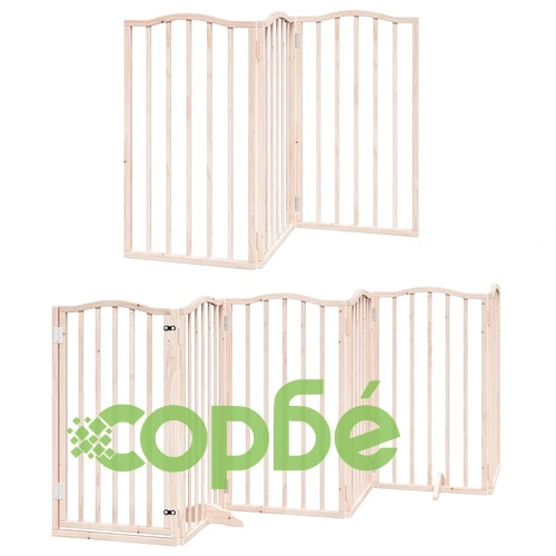 Сгъваема преграда за кучета с врата 15 панела 750 см топола ➤ топ цена ➤ sorbe.bg