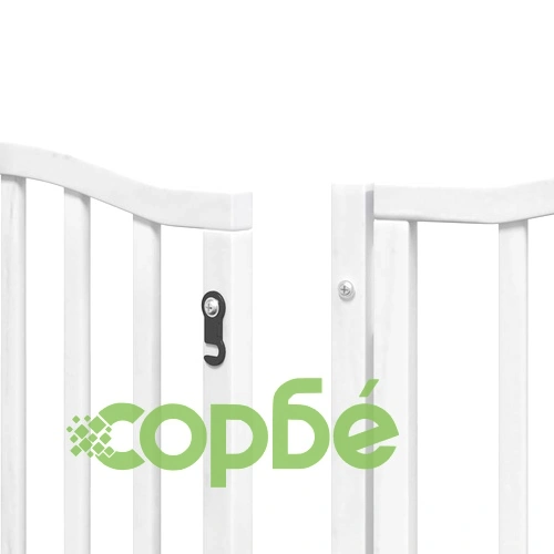 Сгъваема преграда за кучета с врата 12 панела бял 600 см топола ➤ топ цена ➤ sorbe.bg