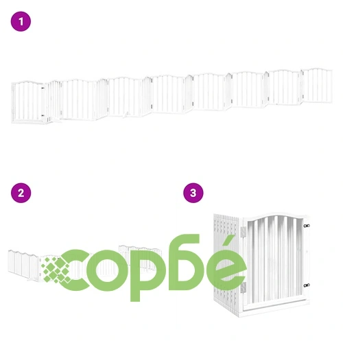 Сгъваема преграда за кучета с врата 15 панела бял 750 см топола ➤ топ цена ➤ sorbe.bg