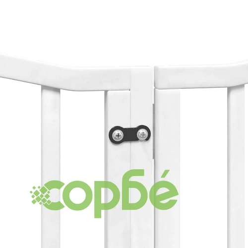 Сгъваема преграда за кучета с врата 15 панела бял 750 см топола ➤ топ цена ➤ sorbe.bg