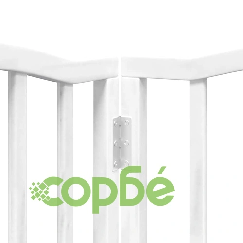 Сгъваема преграда за кучета с врата 9 панела бял 450 см топола ➤ топ цена ➤ sorbe.bg