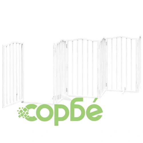 Сгъваема преграда за кучета с врата 12 панела бял 600 см топола ➤ топ цена ➤ sorbe.bg