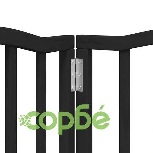 Сгъваема преграда за куче с врата 9 панела черна 450 см топола ➤ топ цена ➤ sorbe.bg