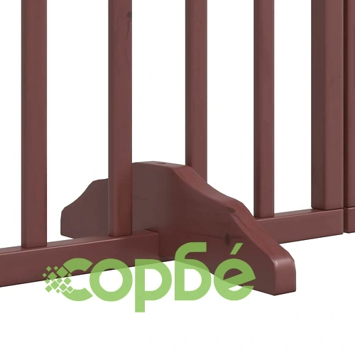 Сгъваема преграда за куче с врата 9 панела кафява 450 см топола ➤ топ цена ➤ sorbe.bg