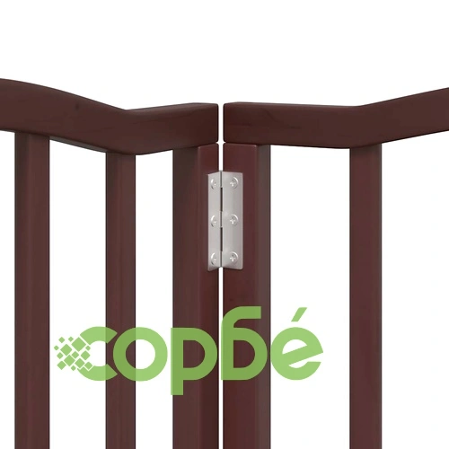 Сгъваема преграда за куче с врата 9 панела кафява 450 см топола ➤ топ цена ➤ sorbe.bg