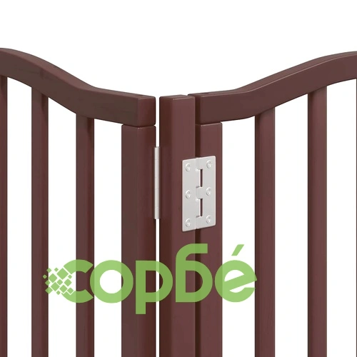 Сгъваема преграда за куче с врата 12 панела кафяв 600 см топола ➤ топ цена ➤ sorbe.bg