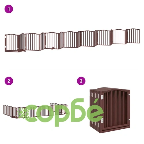 Сгъваема преграда за куче с врата 15 панела кафяв 750 см топола ➤ топ цена ➤ sorbe.bg