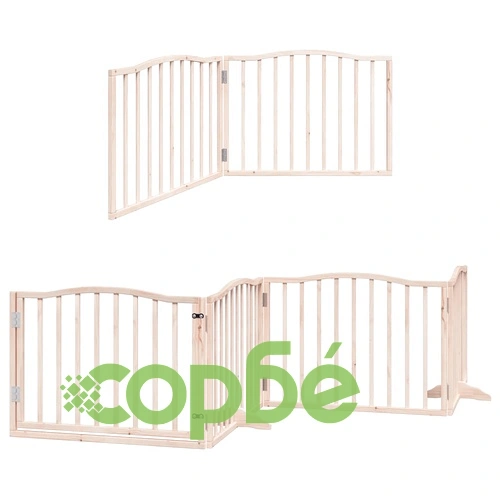 Сгъваема преграда за кучета с врата 6 панела 480 см топола ➤ топ цена ➤ sorbe.bg