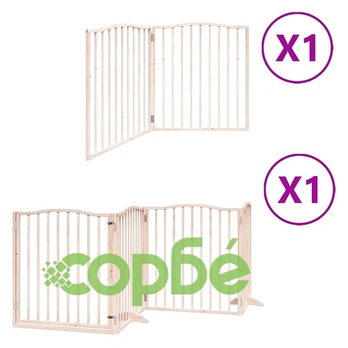 Сгъваема преграда за кучета с врата 6 панела 480 см топола ➤ топ цена ➤ sorbe.bg