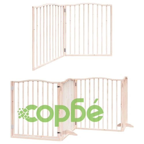 Сгъваема преграда за кучета с врата 6 панела 480 см топола ➤ топ цена ➤ sorbe.bg