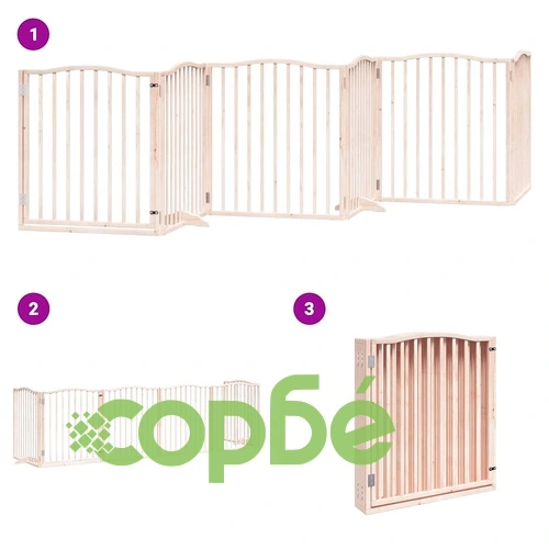 Сгъваема преграда за кучета с врата 6 панела 480 см топола ➤ топ цена ➤ sorbe.bg