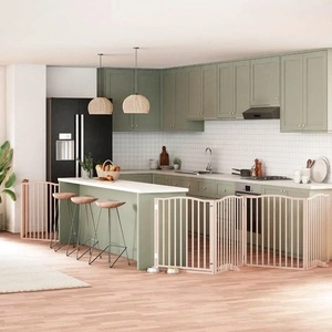 Сгъваема преграда за кучета с врата 6 панела 480 см топола