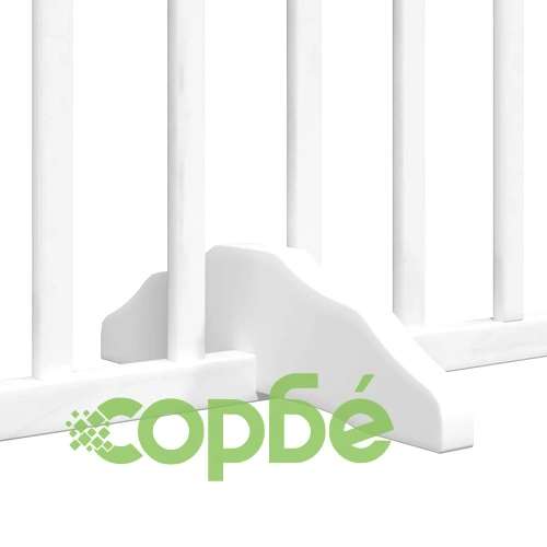 Сгъваема преграда за кучета с врата 6 панела бял 480 см топола ➤ топ цена ➤ sorbe.bg