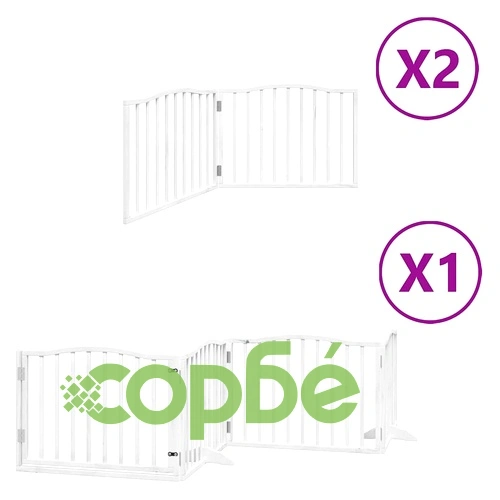 Сгъваема преграда за кучета с врата 8 панела бял 640 см топола ➤ топ цена ➤ sorbe.bg