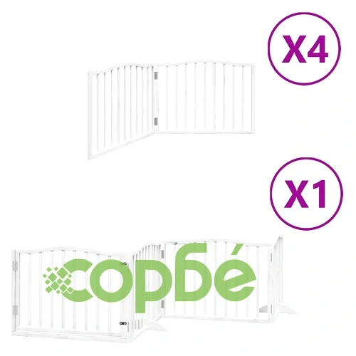 Сгъваема преграда за кучета с врата 12 панела бял 960 см топола ➤ топ цена ➤ sorbe.bg