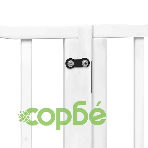 Сгъваема преграда за кучета с врата 12 панела бял 960 см топола ➤ топ цена ➤ sorbe.bg