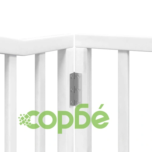 Сгъваема преграда за кучета с врата 12 панела бял 960 см топола ➤ топ цена ➤ sorbe.bg