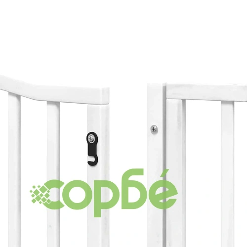 Сгъваема преграда за кучета с врата 12 панела бял 960 см топола ➤ топ цена ➤ sorbe.bg