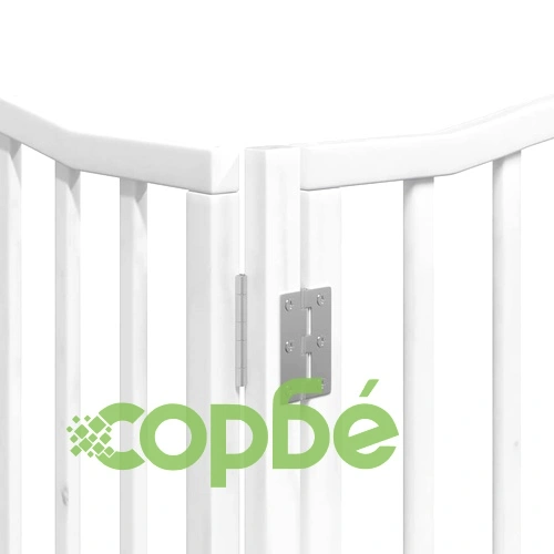 Сгъваема преграда за кучета с врата 12 панела бял 960 см топола ➤ топ цена ➤ sorbe.bg