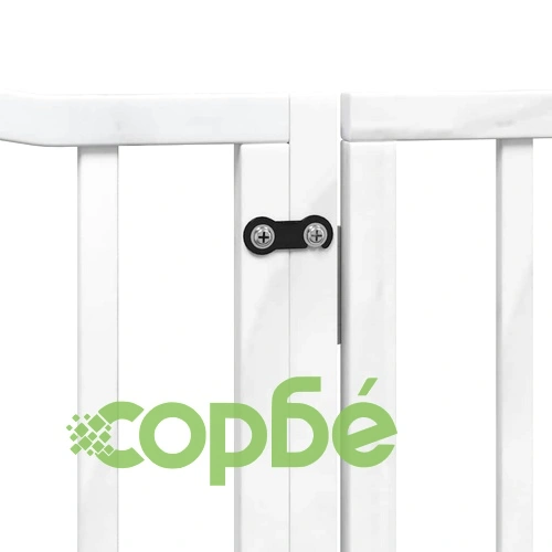 Сгъваема преграда за кучета с врата 12 панела бял 960 см топола ➤ топ цена ➤ sorbe.bg