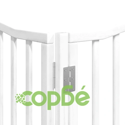 Сгъваема преграда за кучета с врата 12 панела бял 960 см топола ➤ топ цена ➤ sorbe.bg