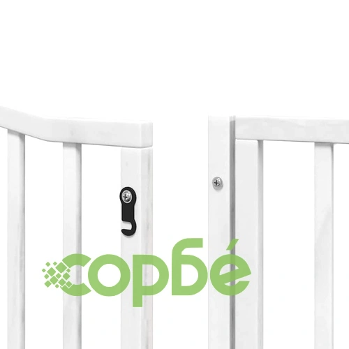 Сгъваема преграда за кучета с врата 12 панела бял 960 см топола ➤ топ цена ➤ sorbe.bg