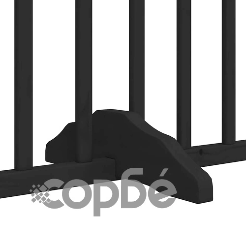 Сгъваема преграда за куче с врата 8 панела черна 640 см топола ➤ топ цена ➤ sorbe.bg