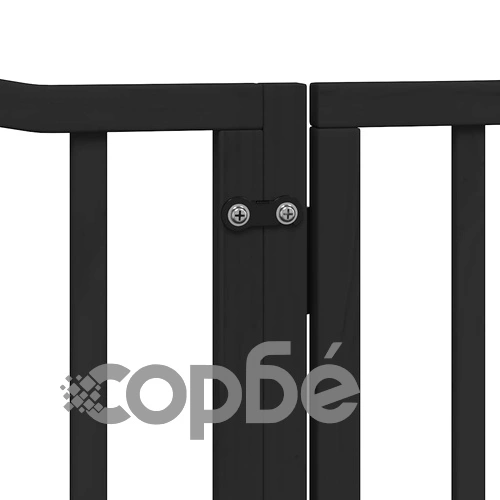 Сгъваема преграда за куче с врата 8 панела черна 640 см топола ➤ топ цена ➤ sorbe.bg