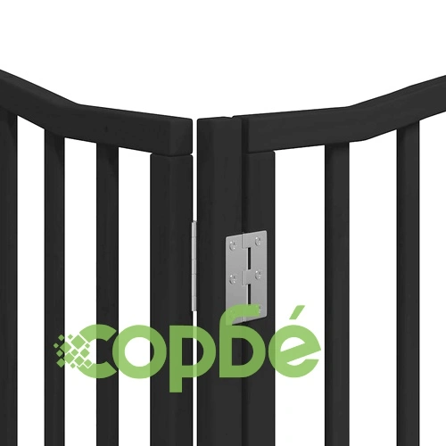 Сгъваема преграда за куче с врата 8 панела черна 640 см топола ➤ топ цена ➤ sorbe.bg