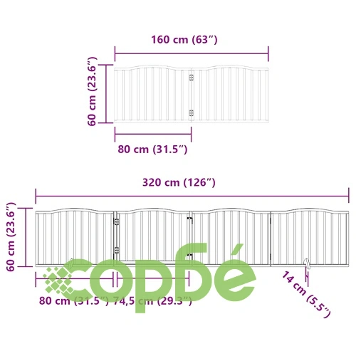 Сгъваема преграда за куче с врата 8 панела черна 640 см топола ➤ топ цена ➤ sorbe.bg