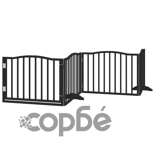 Сгъваема преграда за куче с врата 12 панела черна 960 см топола ➤ топ цена ➤ sorbe.bg